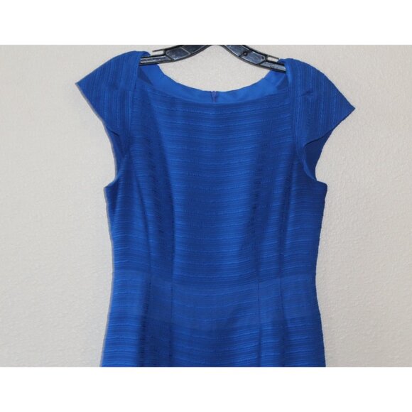 Nanette Lepore Womens Blue Cap Sleeve Textured Fit Flare Dress 4 - Picture 2 of 5
